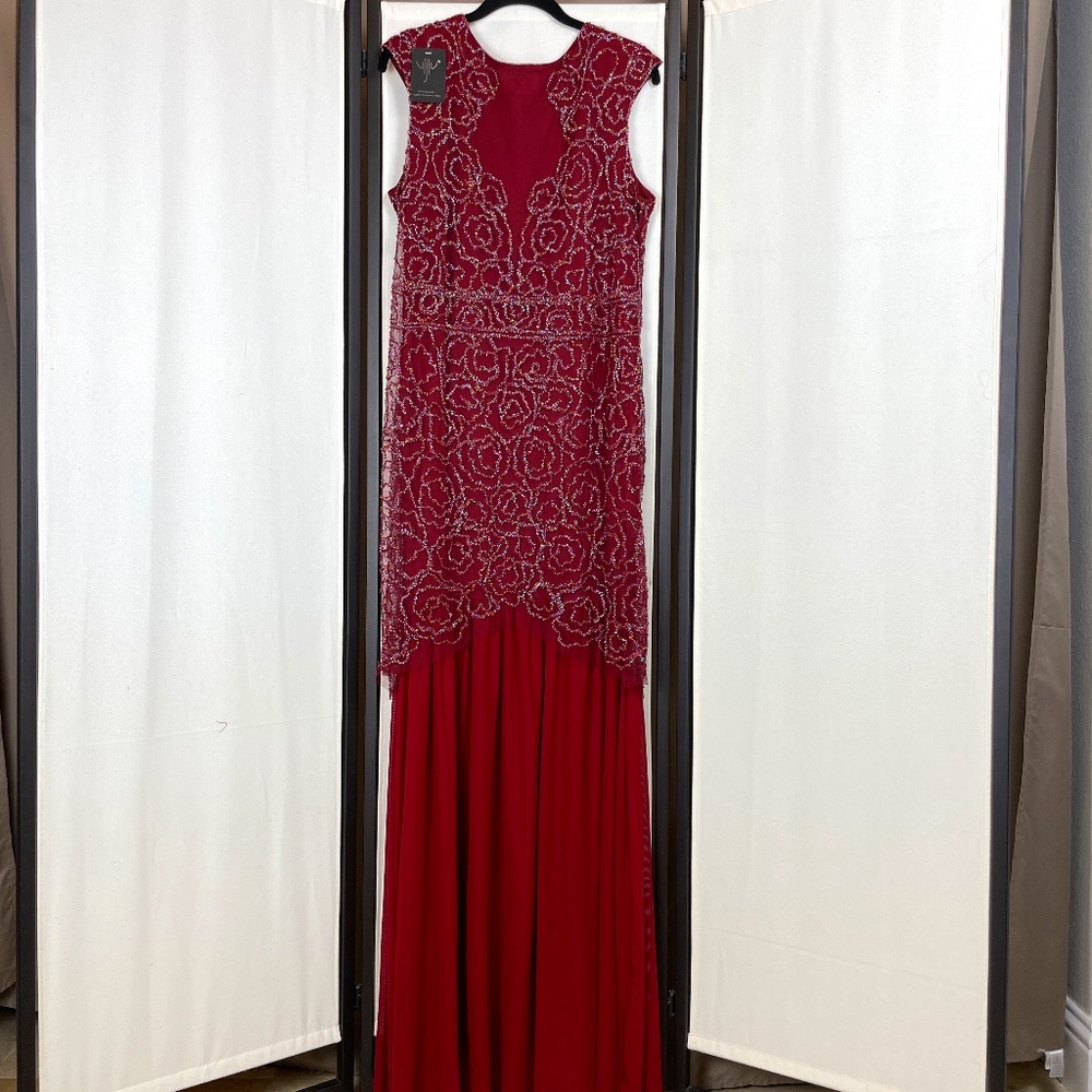 NWT Sheer Sequin Maxi Burgundy Dress Size XL Perfect for Prom!! Beautiful!